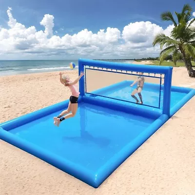 33x17FT Inflatable Volleyball Court Outdoor Ball Pool Beach Net For Sports Game • $1196.77