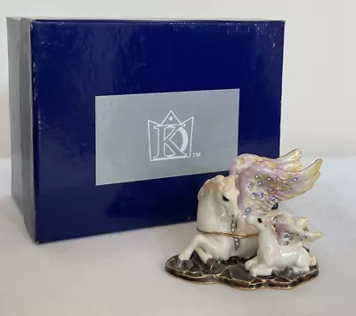 Kingspoint Designs Pegasus And Baby Bejeweled Enameled Trinket Box And Necklace • $60