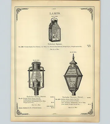1890 PAPER AD S G & L Tubular Street Lamps New York Central Railroad Lantern • $14.98