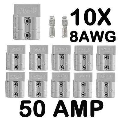 $14.96 • Buy 10 X ANDERSON STYLE 50 AMP PLUG CONNECTORS HD Springs 8AWG