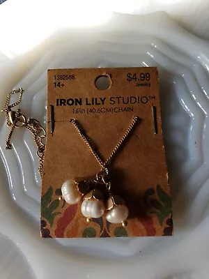 Iron Lily Studio Necklace 16 In Goldtone Chain Fashion Jewelry NWT • $9.99