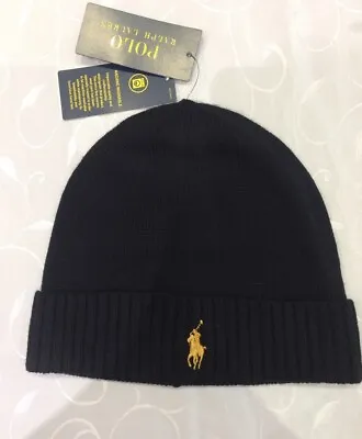 Polo Ralph Lauren Men's Black 100% Wool Hat (One Size) • £40.99