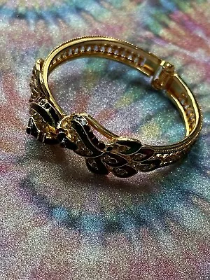 VTG U/S Cuff Gold Tone 🦚Peacock 🦚 Enamel Bracelet • $35