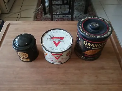 Vintage Metal Tins Lot X 3 Granger ( Empty) YMCA Peanuts Mariage Freres Tea • $35.50