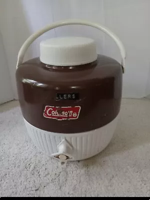 Vtg Coleman Picnic Jug 1 Gal. Brown  Water Drink Camping  Work Cooler Scratched • $10.39