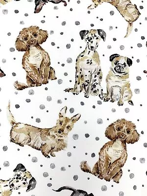 Dog Cotton Fabric Precious Pets White Michael Miller Dalmatian Pug Dachshund • $8.54