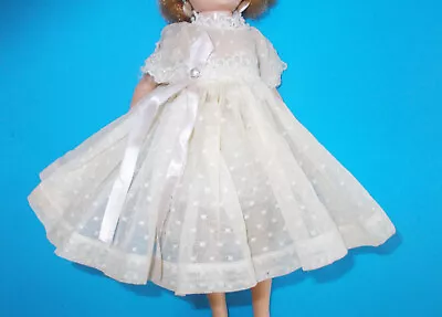 Vintage Tagged 1950's Miss Nancy Ann 10.5  Doll Dotted-Swiss Dress W/ Panties • $24.95