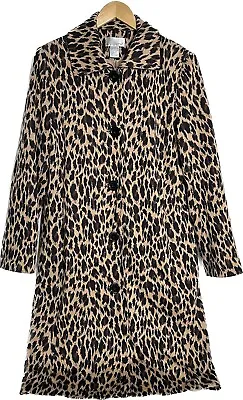 $65.95 • Buy Vintage Spiegel Wome Cheetah Coat Long Jacket Lined Size 14 Brown Black