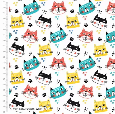 Mochis Pals Cartoon Cats Dogs Faces Fabric Childrens Nursery Baby Craft Fabric • £3.99