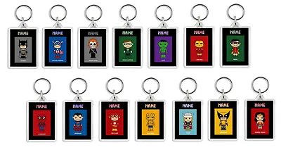 PERSONALISED SUPER HEROES KEYRING BAG TAG -  Adults / Kids - Great Gifts • £3.49