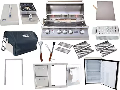 $3562 • Buy Lion Grill Package 32  Grill, Side Burner, Mini Fridge + Storage Door/Drawers!