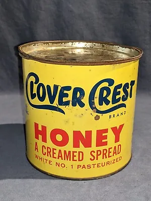 Vintage Clover Crest Honey Spread Metal Tin Can 4 Pound Farm Bee (BOX Z2) • $18.21