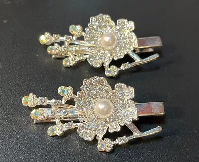 £5.99 • Buy 💎 2 Silver Glitter Diamante Jewels Hair Clip Grip Slide Party Wedding Cruise