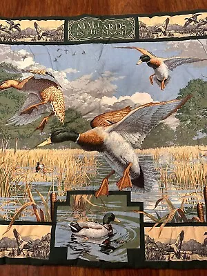 33x41 Handmade Quilt Mallards In The Marsh Ducks Theme Beautiful • $20
