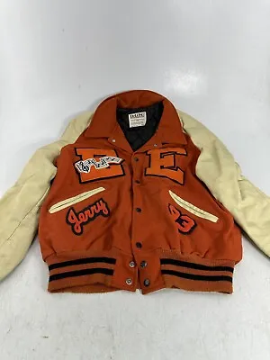 Vintage DeLong Varsity / Letter Jacket Orange/Cream Moguls Jerry S-44L • $65