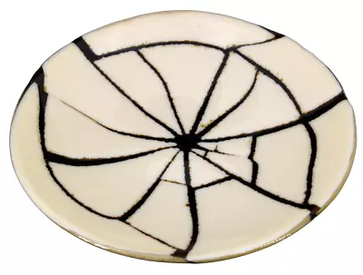 VTG Art Glass Plate Home Deco Cream Brown Fused Design 10.5  Diameter • $34.99