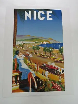 31 X 23 Print Poster E Dhey D'Hey Nice Beach Scene Roadster Car Art Classic  • $79.95