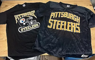 Vintage 90s Pittsburgh Steelers T-shirt & Jersey Single Stitched Sz Large & XL • $32.95