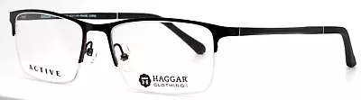 HAGGAR HAC111 Matte Gunmetal Mens Rectangle Half Rim Eyeglasses 54-17-145 B:34 • $78.11