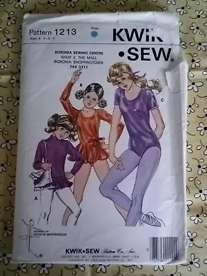 Kwik Sew Sewing Pattern 1213 Girls Leotard Skirt Costume Size 4-7 1980s Uncut • $15