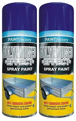 2 X 400ml Galvanised Effect Spray Paint Anti Corrosive Coat Protect Metal Rust  • £9.49