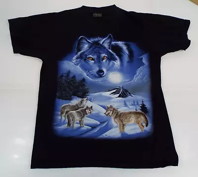 Mr Big Outfitters Black T Shirt Wolf Back & Front Graphic Size Medium • $19.99