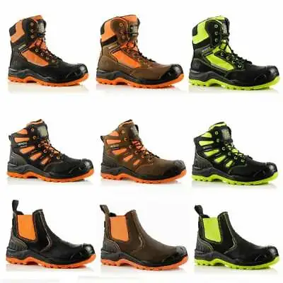 Buckler BVIZ Waterproof Metal Free Safety Work Boots Black/Brown/Yellow • £60.95
