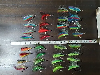 32 Lure Lot Dodger Tinsel Hair Fly Coho King Salmon Trolling Flies Trout Flasher • $38.95