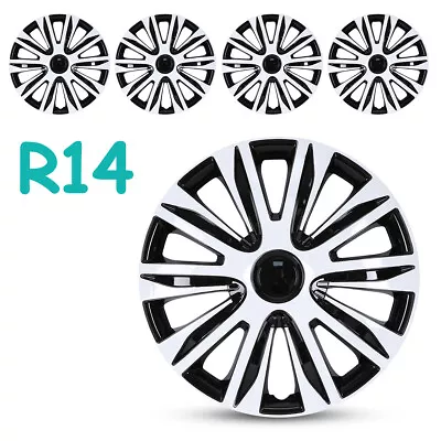 14  Set Of 4 Wheel Hub Caps Cover Replacements R14 Tire & Steel Rim Silver Black • $42.99