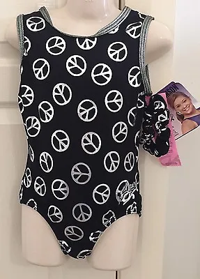  **NEW* GK Gymnastics Leotard CL Child Large Shawn Johnson Peace + Scrunchie NWT • $65