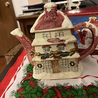 Vintage Christmas Dickens Village House Teapot New With Box • $14.07