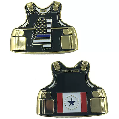 D-015 New Mississippi LEO Thin Blue Line Police Body Armor State Flag Challenge • $19.99