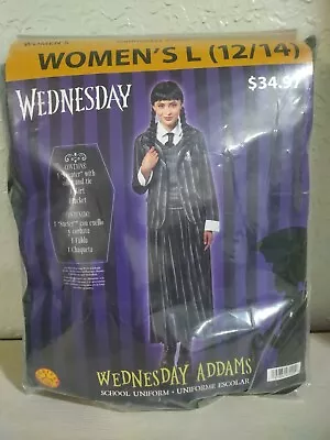 Women's Wednesday Adams School Uniform Costume Cosplay Large 12/14 Halloween  • $24