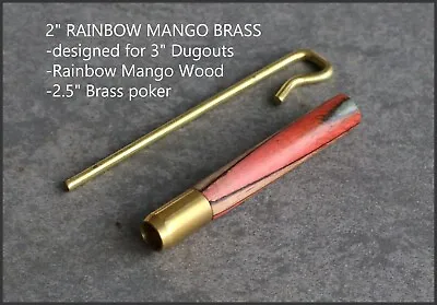 2  Brass One Hitter With Flat Tip-Quality Pipe Designed For 3  Dugouts-RAINBOW • $10