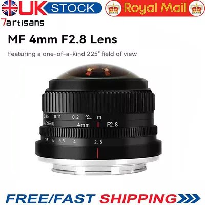 7artisans 4mm F2.8 225° Circular Fisheye MF Lens For Sony E FX Canon Micro 4/3 • £105