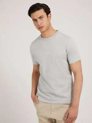 GUESS Men's T Shirt M2GI10I3Z11 FRONT Small Logo Rubber Grey Regular Fit • £27.99