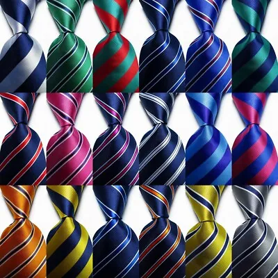 New Classic Striped JACQUARD WOVEN 100% Silk Men's Tie Necktie • $8.99