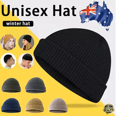 Men Women Mini Fisherman Beanie Winter Hat Soft Woolen Knitted Docker Skull Cap • $6.95