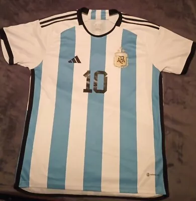 2022 ADIDAS Argentina Slim Fit Aeroready Jersey #10 Messi Size XL Blue And White • $24.99