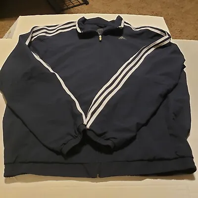 $22.10 • Buy Men's Size XL 2007 Adidas Blue Three Stripe Track Jacket “Run DMC” Style