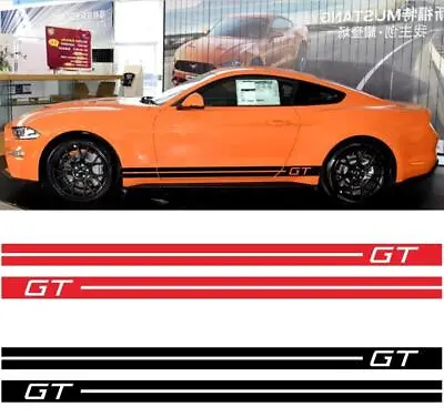 2 PCS Graphics Decal Sticker Kit For Ford Mustang GT 2009-2019 Side Skirt Stripe • $37.59