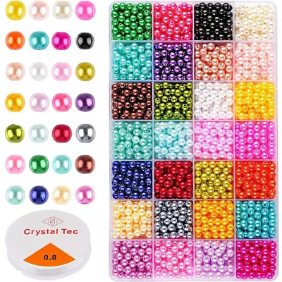 1960pcs Faux Pearl Beads 28 Colors 6mm Pearls Beads Jewellery Making Kit UK • £9.37