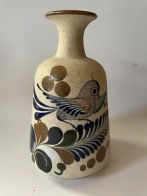 Tonala Mexico Folk Art Pottery  Vase Hand Painted & Signed Exc. Cond. • $19