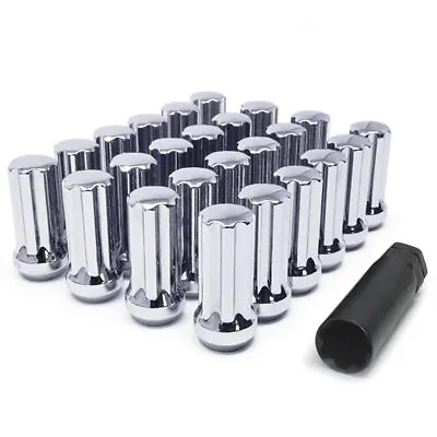 24 Chrome 14x1.5 Spline Lug Nuts 2  For Chevy GMC Silverado Sierra 1500 + Key • $31.94