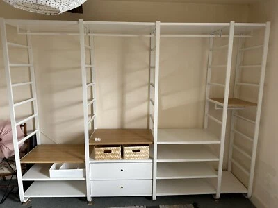£200 • Buy IKEA ELVARLI 4 Section Wardrobe / Storage Combo Inc Drawers, Shelves, Rails