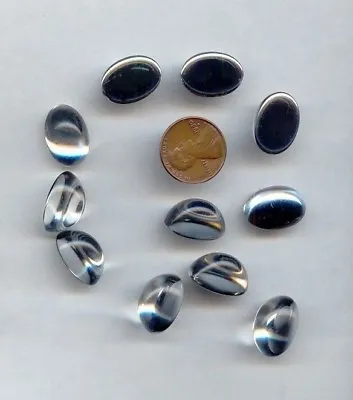 12 VINTAGE CRYSTAL ACRYLIC 18x13mm. OVAL SMOOTH HIGH DOME CABOCHONS 7216 • $1.49