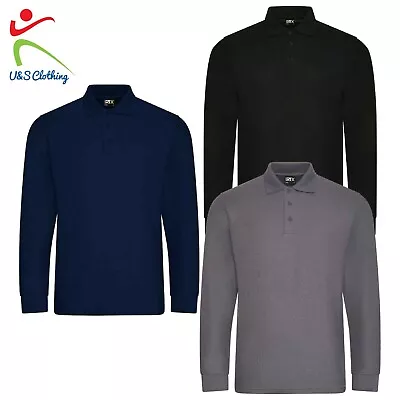 PRO RTX Mens Long Sleeve Polo Shirt Work Grade Polo Workwear Casual Top S-4XL • £10.27