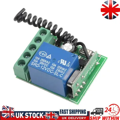 Wireless Relay 1-Channel 12V RF 433Mhz Remote Control Switch Receiver Module UK • £6.37