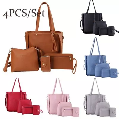 4pcs/set Women Lady PU Leather Shoulder Handbag Tote Purse Satchel Messenger Bag • $16.72