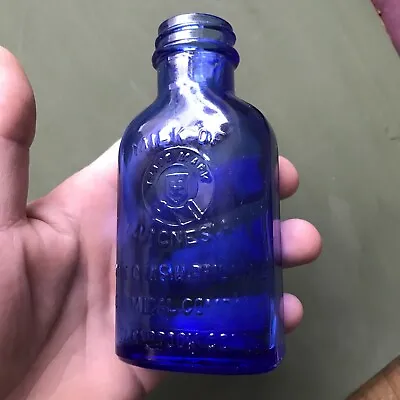 Vintage Milk Of Magnesia Chas H Phillips Chemical Co 1930s Blue Glass Bottle • $7